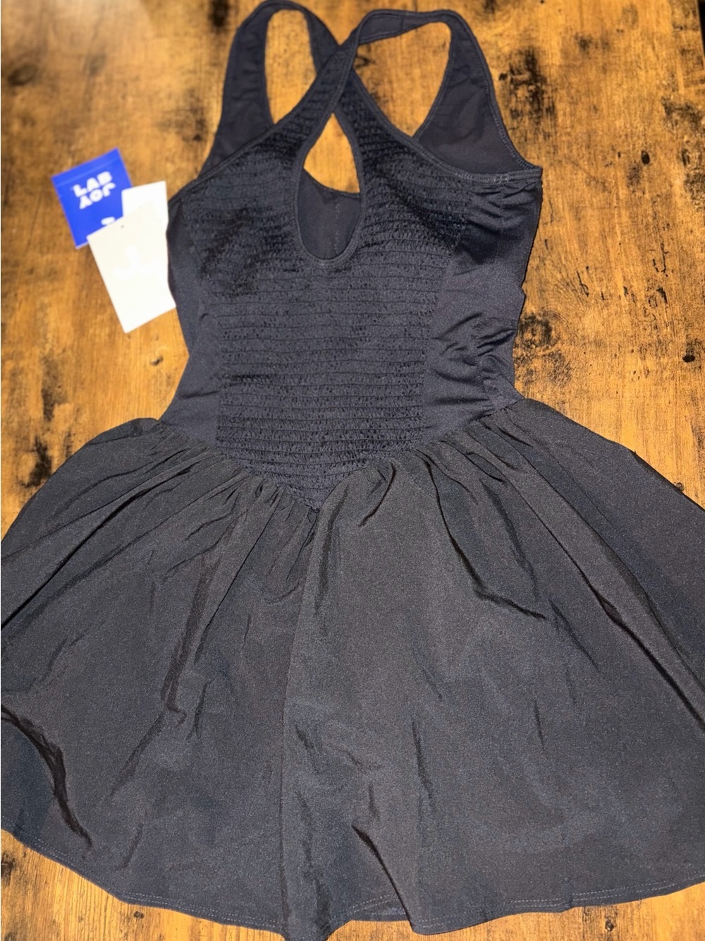 JoyLab Black Smocked Bodice athletic dress with built in shorts - Picture 2 of 3